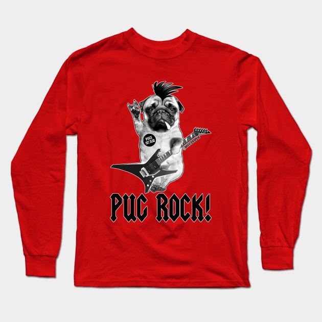 Pug rock Long Sleeve T-Shirt by darklordpug